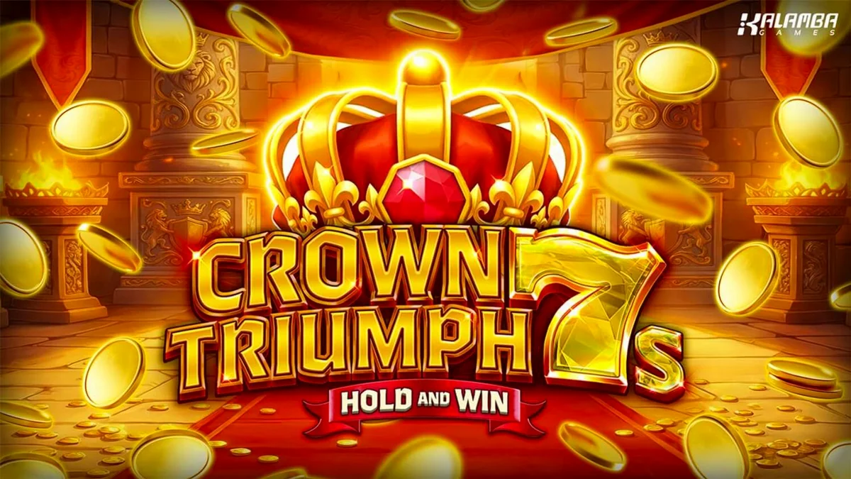 Interface do jogo Crown Triumph 7s Hold and Win com símbolos de frutas e 7s dourados