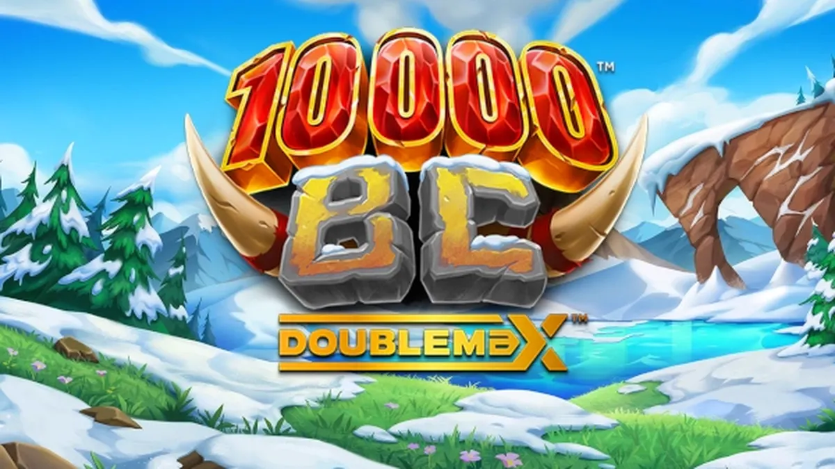 Interface do slot 10000 BC DoubleMax com símbolos de animais pré-históricos